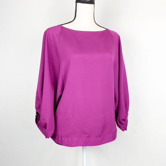New York & Company Tops - New York & Co Fuchsia Balloon Sleeve Blouse XS